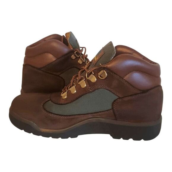 TIMBERLAND Field Mid "Brown/Dark Olive" Hiking Boot Kid's Size 4 - Picture 7 of 8